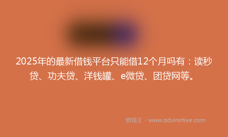 2025年的最新借钱平台只能借12个月吗有：读秒贷、功夫贷、洋钱罐、e微贷、团贷网等。