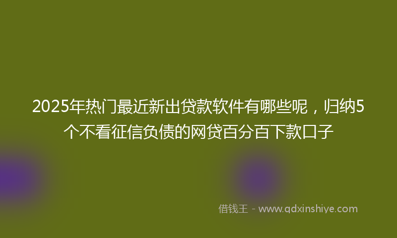 2025年热门最近新出贷款软件有哪些呢，归纳5个不看征信负债的网贷百分百下款口子