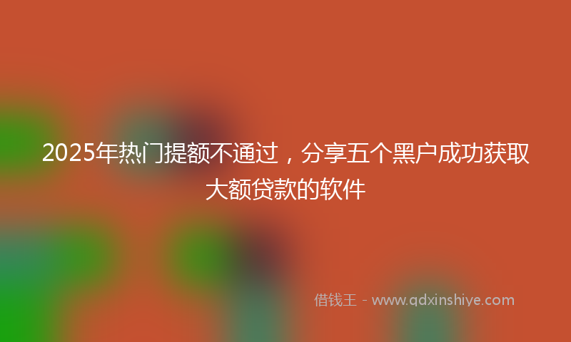 2025年热门提额不通过，分享五个黑户成功获取大额贷款的软件