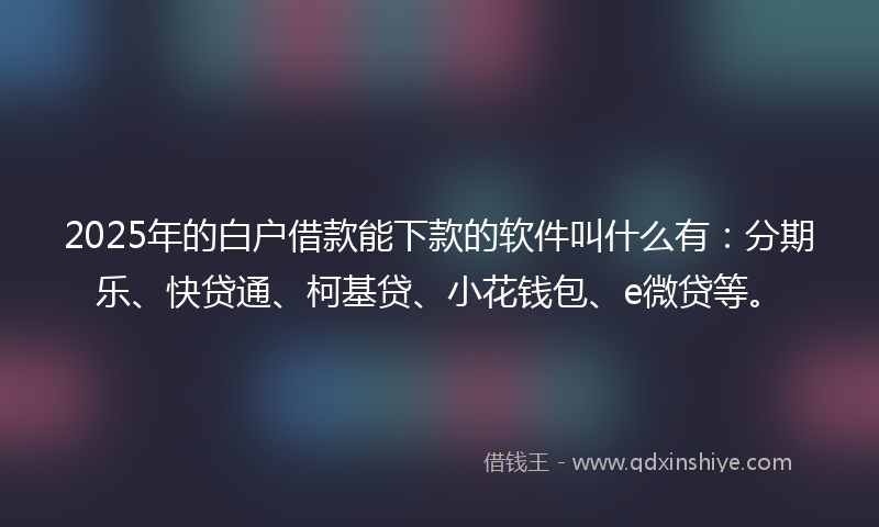 2025年的白户借款能下款的软件叫什么有：分期乐、快贷通、柯基贷、小花钱包、e微贷等。