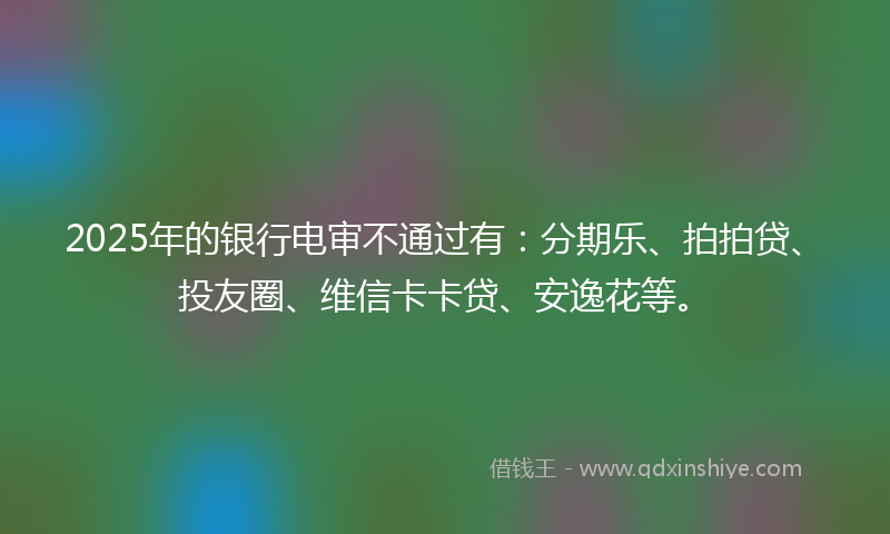 2025年的银行电审不通过有：分期乐、拍拍贷、投友圈、维信卡卡贷、安逸花等。