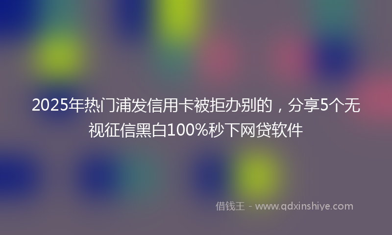 2025年热门浦发信用卡被拒办别的，分享5个无视征信黑白100%秒下网贷软件