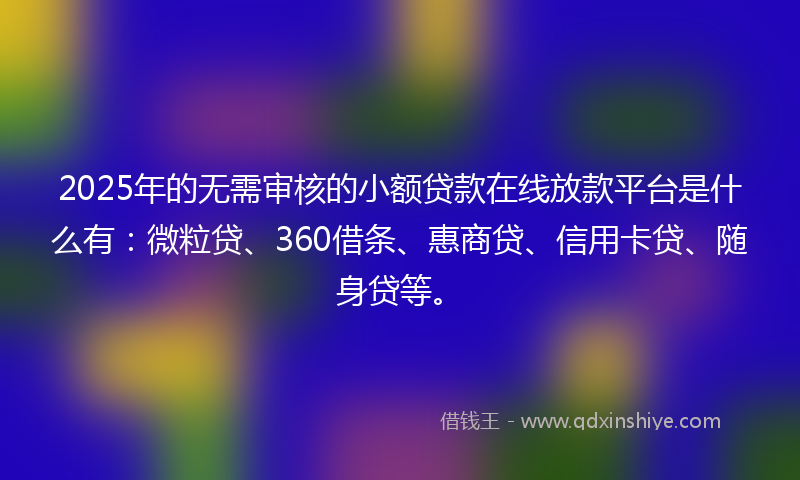 2025年的无需审核的小额贷款在线放款平台是什么有：微粒贷、360借条、惠商贷、信用卡贷、随身贷等。