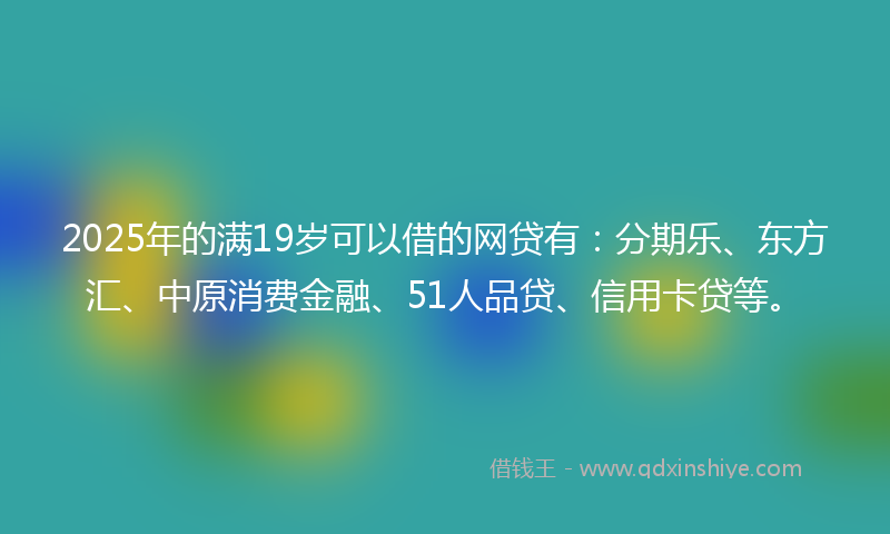 2025年的满19岁可以借的网贷有：分期乐、东方汇、中原消费金融、51人品贷、信用卡贷等。