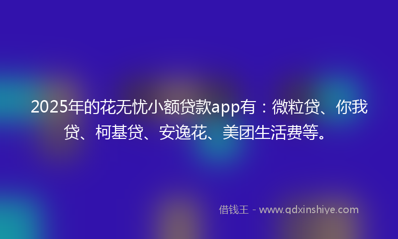 2025年的花无忧小额贷款app有：微粒贷、你我贷、柯基贷、安逸花、美团生活费等。