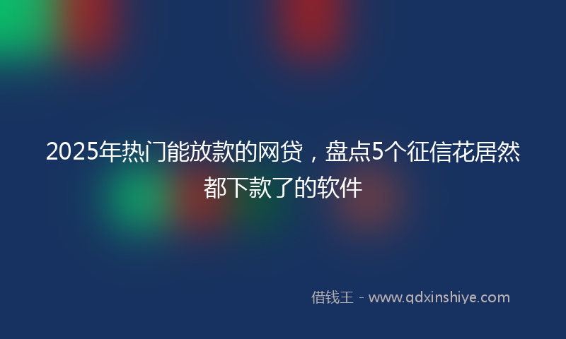 2025年热门能放款的网贷，盘点5个征信花居然都下款了的软件