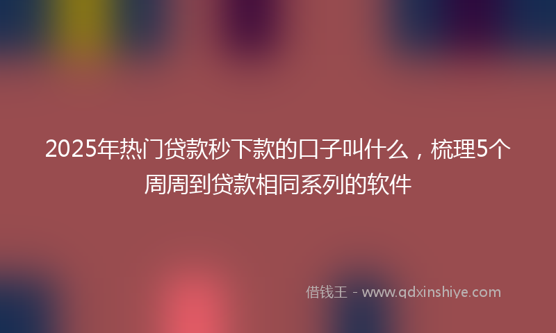 2025年热门贷款秒下款的口子叫什么，梳理5个周周到贷款相同系列的软件