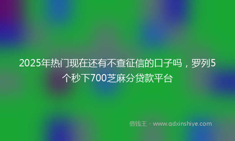 2025年热门现在还有不查征信的口子吗，罗列5个秒下700芝麻分贷款平台
