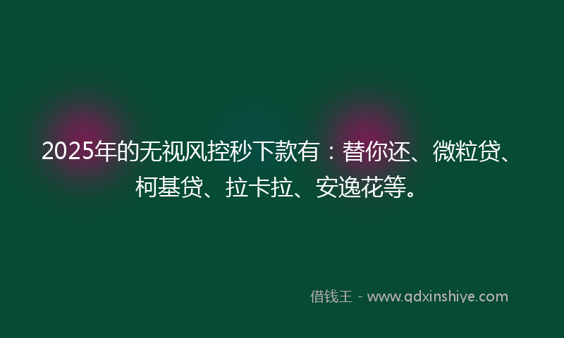 2025年的无视风控秒下款有：替你还、微粒贷、柯基贷、拉卡拉、安逸花等。