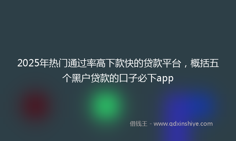 2025年热门通过率高下款快的贷款平台，概括五个黑户贷款的口子必下app