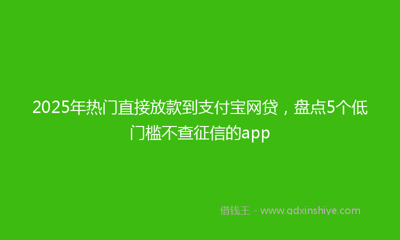 2025年热门直接放款到支付宝网贷，盘点5个低门槛不查征信的app