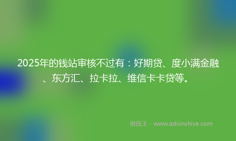 2025年的钱站审核不过有：好期贷、度小满金融、东方汇、拉卡拉、维信卡卡贷等。