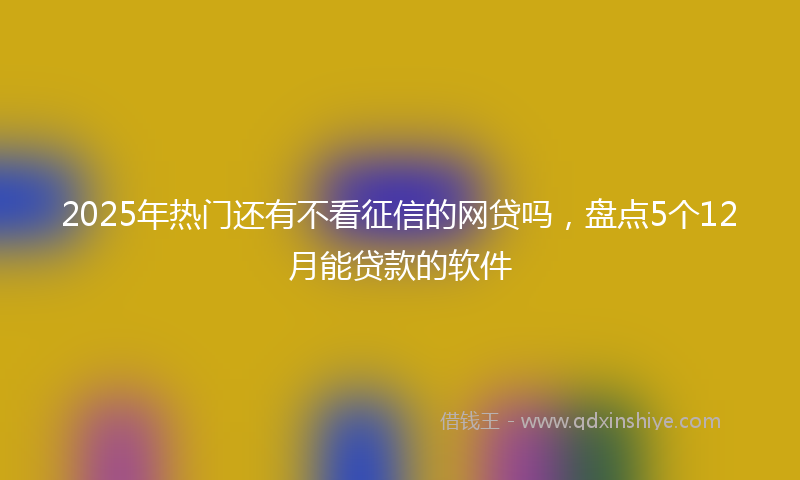 2025年热门还有不看征信的网贷吗，盘点5个12月能贷款的软件