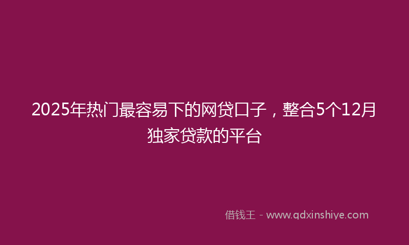 2025年热门最容易下的网贷口子，整合5个12月独家贷款的平台