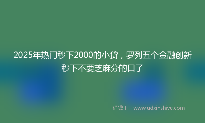 2025年热门秒下2000的小贷，罗列五个金融创新秒下不要芝麻分的口子