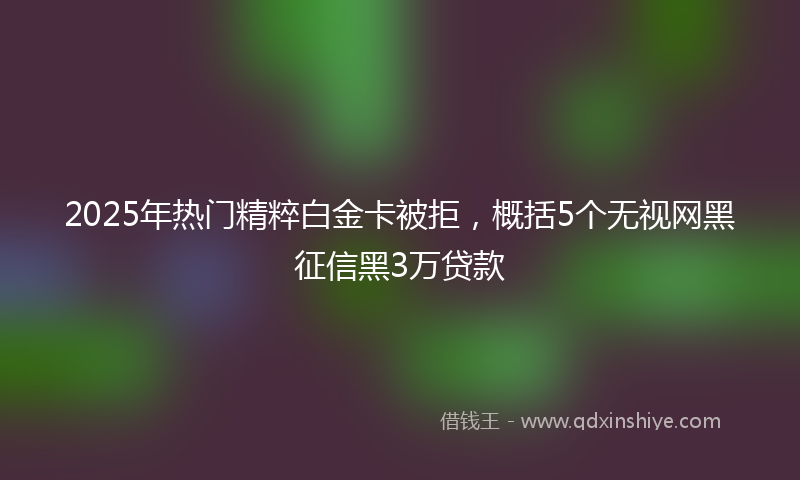 2025年热门精粹白金卡被拒，概括5个无视网黑征信黑3万贷款