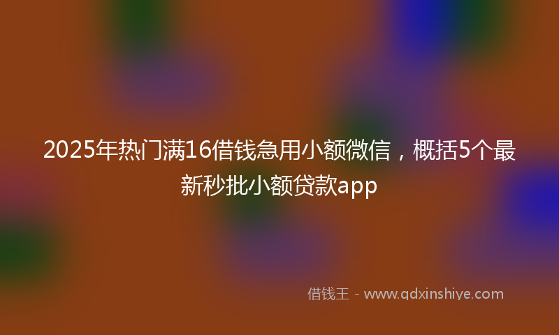 2025年热门满16借钱急用小额微信，概括5个最新秒批小额贷款app