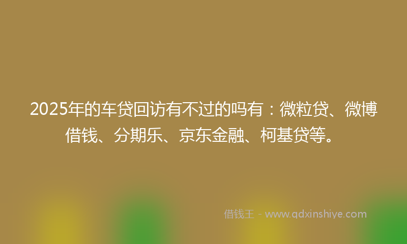 2025年的车贷回访有不过的吗有：微粒贷、微博借钱、分期乐、京东金融、柯基贷等。