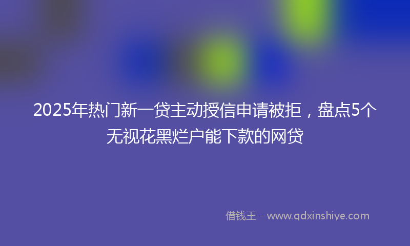 2025年热门新一贷主动授信申请被拒，盘点5个无视花黑烂户能下款的网贷