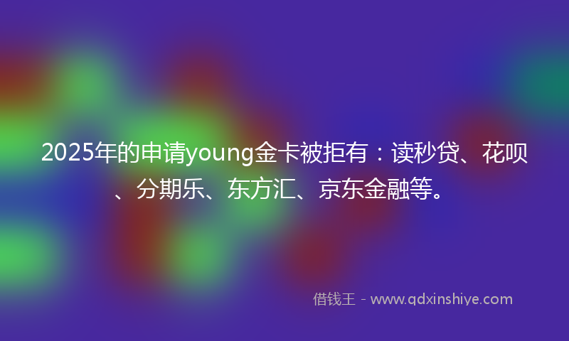 2025年的申请young金卡被拒有：读秒贷、花呗、分期乐、东方汇、京东金融等。