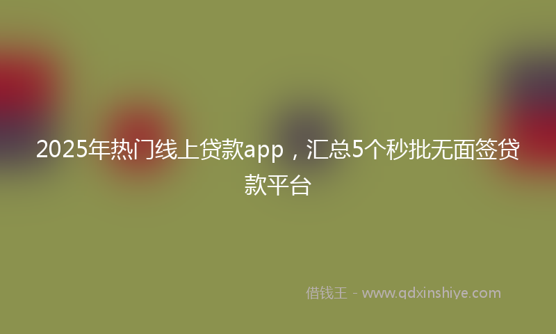 2025年热门线上贷款app，汇总5个秒批无面签贷款平台