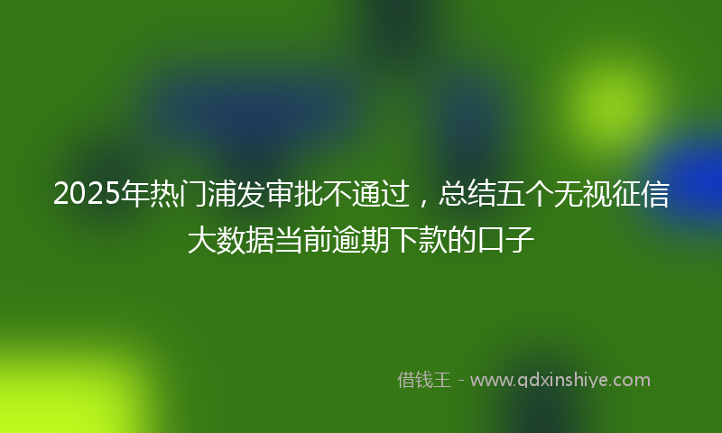 2025年热门浦发审批不通过，总结五个无视征信大数据当前逾期下款的口子
