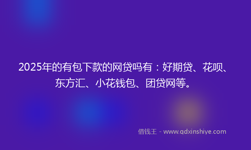 2025年的有包下款的网贷吗有：好期贷、花呗、东方汇、小花钱包、团贷网等。