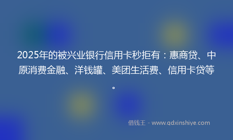 2025年的被兴业银行信用卡秒拒有：惠商贷、中原消费金融、洋钱罐、美团生活费、信用卡贷等。