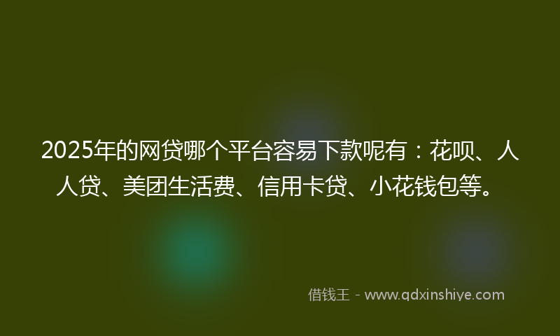 2025年的网贷哪个平台容易下款呢有：花呗、人人贷、美团生活费、信用卡贷、小花钱包等。