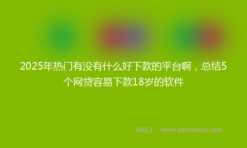 2025年热门有没有什么好下款的平台啊，总结5个网贷容易下款18岁的软件