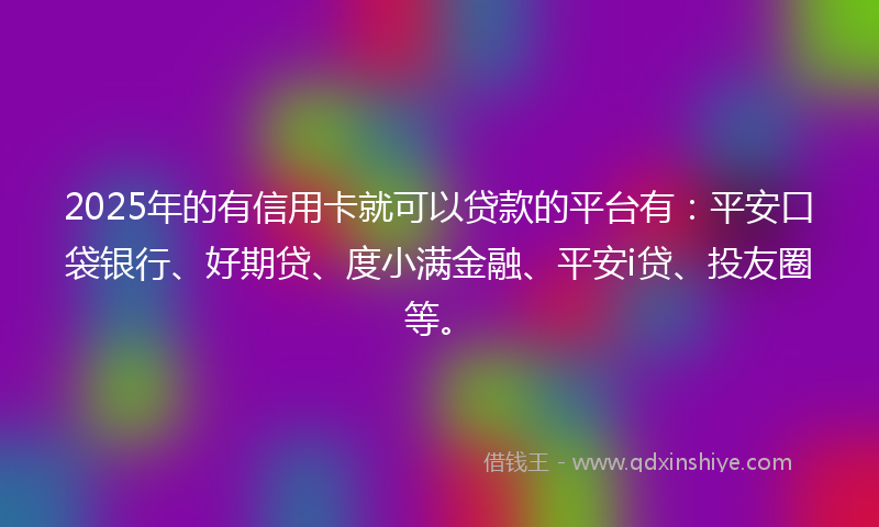 2025年的有信用卡就可以贷款的平台有：平安口袋银行、好期贷、度小满金融、平安i贷、投友圈等。