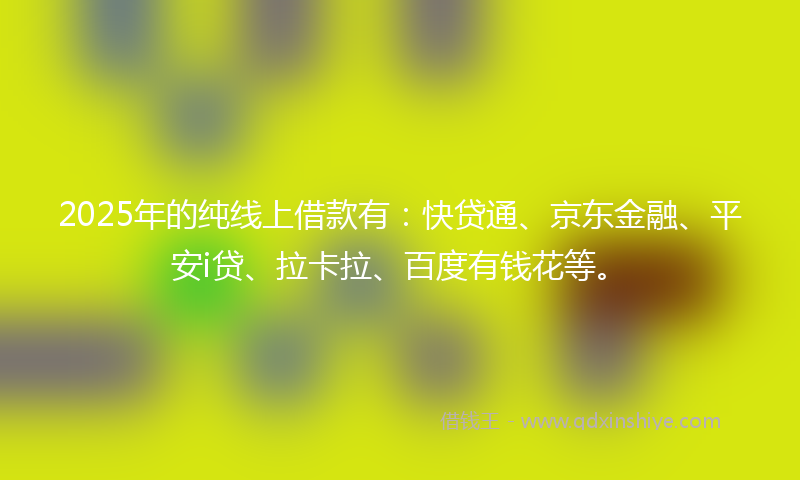 2025年的纯线上借款有：快贷通、京东金融、平安i贷、拉卡拉、百度有钱花等。