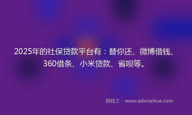 2025年的社保贷款平台有：替你还、微博借钱、360借条、小米贷款、省呗等。