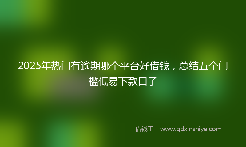 2025年热门有逾期哪个平台好借钱，总结五个门槛低易下款口子
