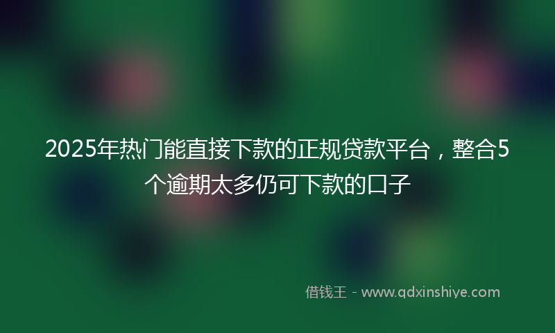 2025年热门能直接下款的正规贷款平台，整合5个逾期太多仍可下款的口子