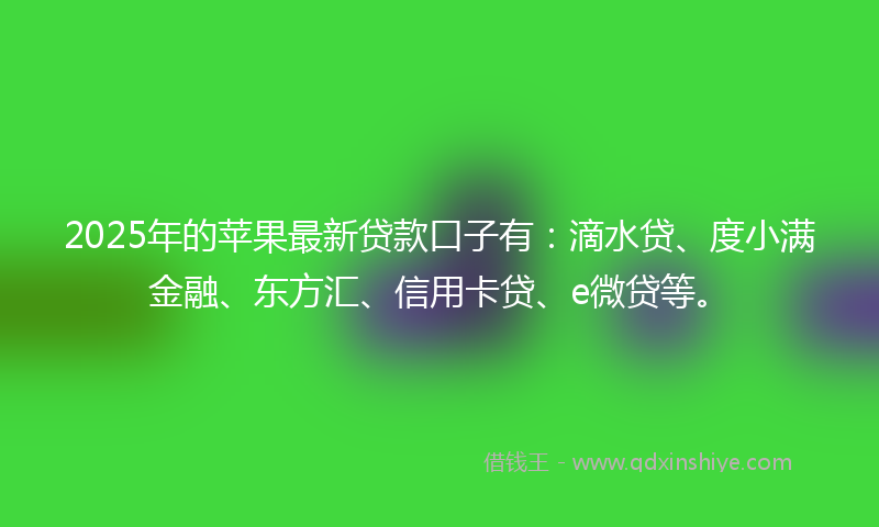 2025年的苹果最新贷款口子有：滴水贷、度小满金融、东方汇、信用卡贷、e微贷等。