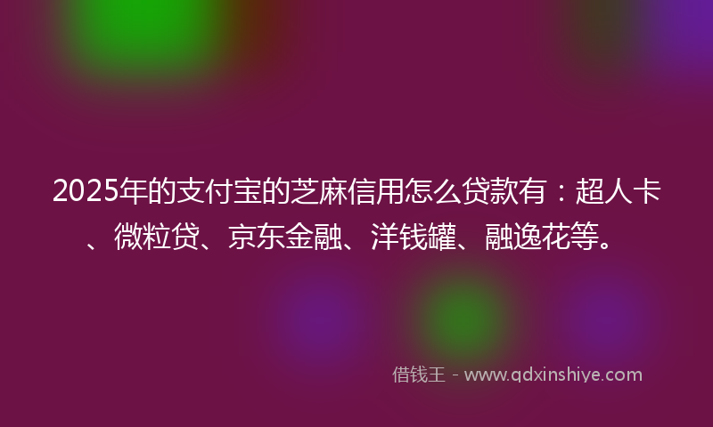 2025年的支付宝的芝麻信用怎么贷款有：超人卡、微粒贷、京东金融、洋钱罐、融逸花等。