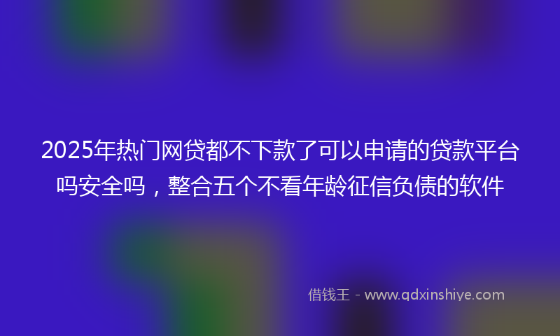 2025年热门网贷都不下款了可以申请的贷款平台吗安全吗，整合五个不看年龄征信负债的软件
