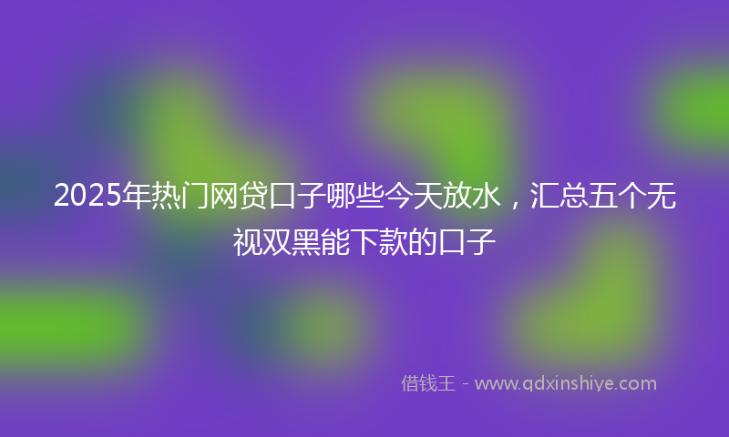 2025年热门网贷口子哪些今天放水，汇总五个无视双黑能下款的口子