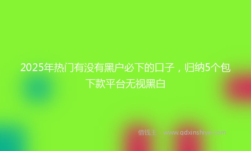 2025年热门有没有黑户必下的口子，归纳5个包下款平台无视黑白