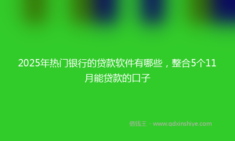 2025年热门银行的贷款软件有哪些，整合5个11月能贷款的口子