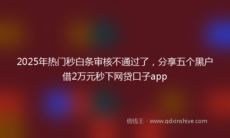 2025年热门秒白条审核不通过了，分享五个黑户借2万元秒下网贷口子app