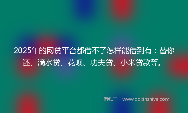 2025年的网贷平台都借不了怎样能借到有：替你还、滴水贷、花呗、功夫贷、小米贷款等。