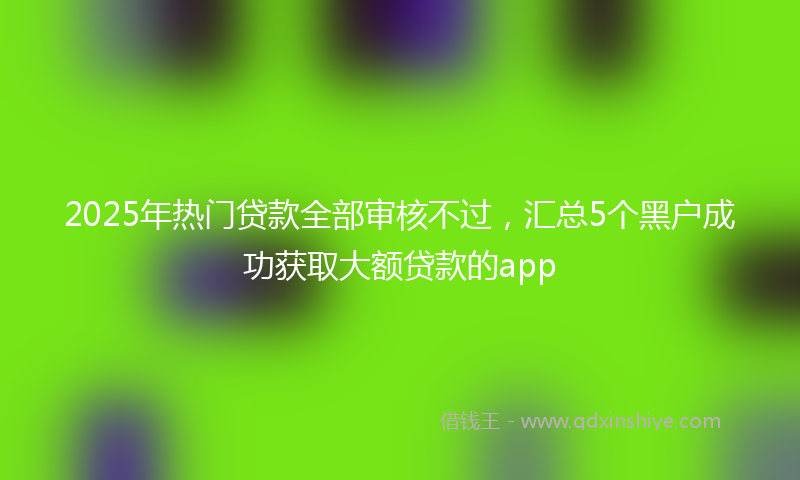 2025年热门贷款全部审核不过，汇总5个黑户成功获取大额贷款的app