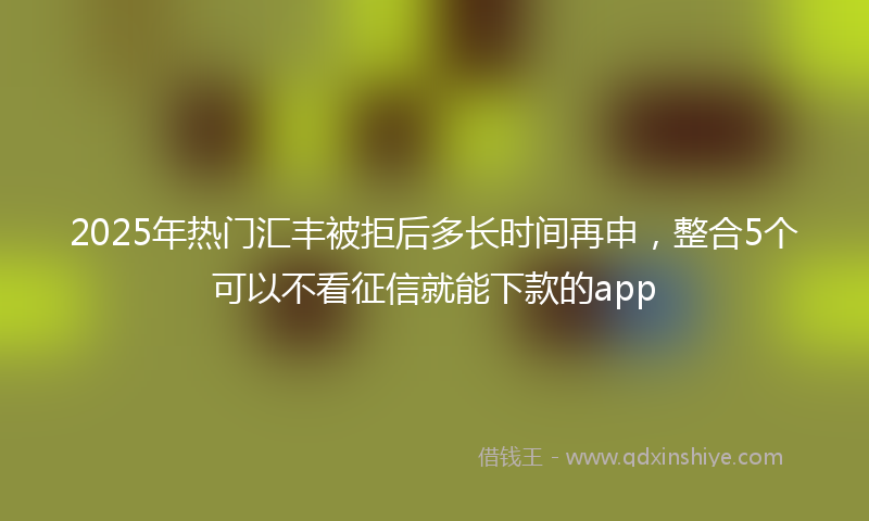 2025年热门汇丰被拒后多长时间再申，整合5个可以不看征信就能下款的app