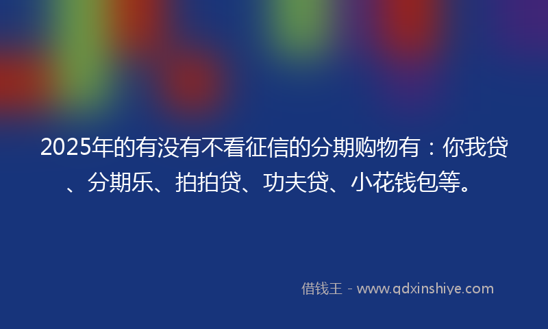 2025年的有没有不看征信的分期购物有：你我贷、分期乐、拍拍贷、功夫贷、小花钱包等。