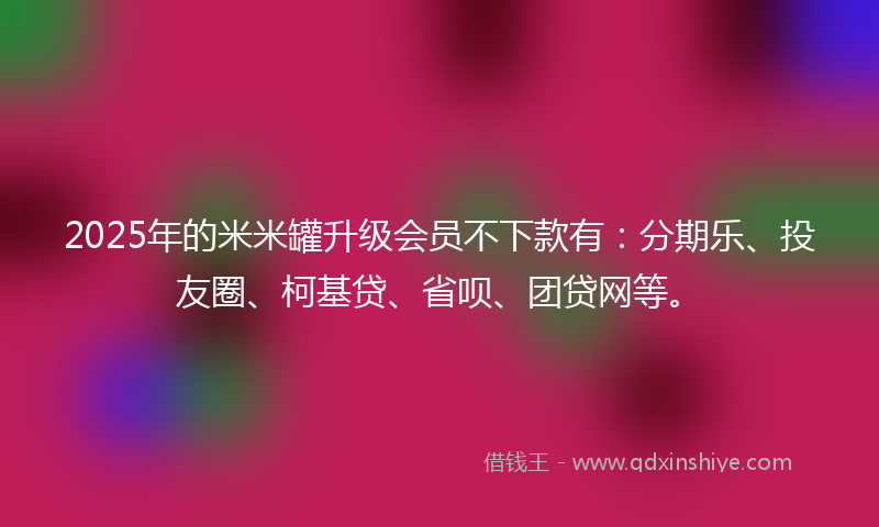 2025年的米米罐升级会员不下款有：分期乐、投友圈、柯基贷、省呗、团贷网等。