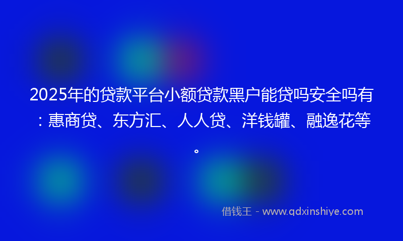 2025年的贷款平台小额贷款黑户能贷吗安全吗有：惠商贷、东方汇、人人贷、洋钱罐、融逸花等。