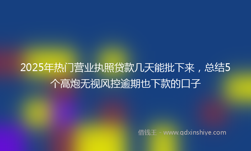 2025年热门营业执照贷款几天能批下来，总结5个高炮无视风控逾期也下款的口子