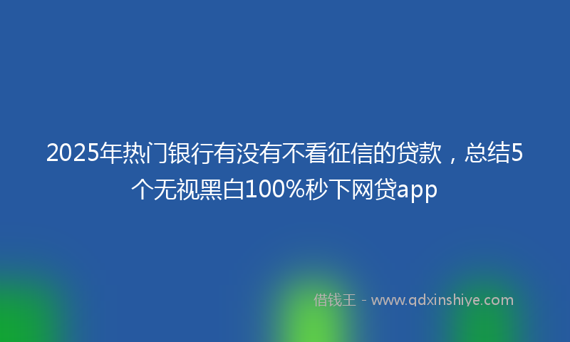 2025年热门银行有没有不看征信的贷款，总结5个无视黑白100%秒下网贷app